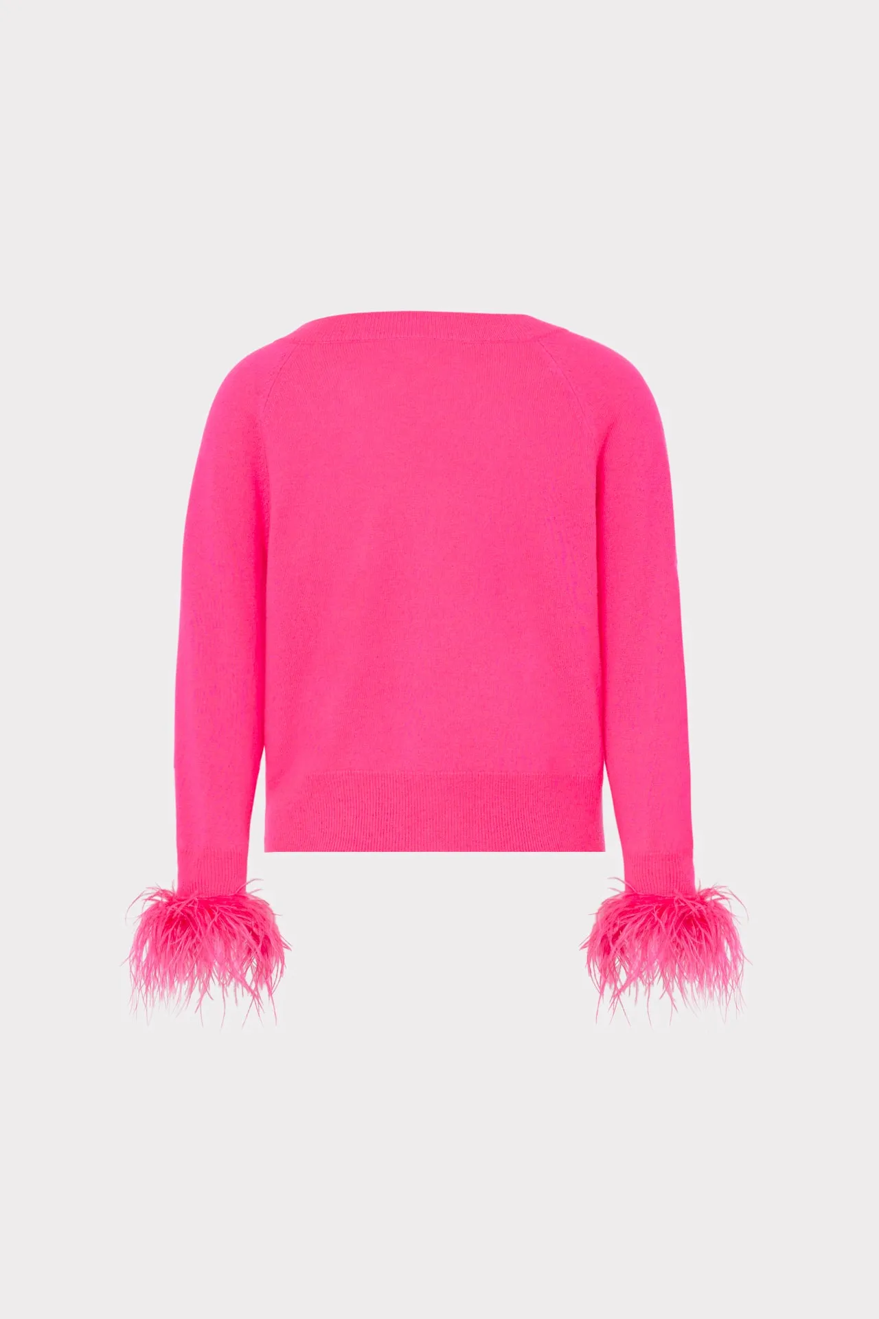 Feather Cuff V-neck Sweater