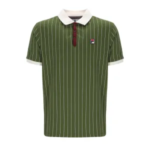 Fila Vintage Men's BB1 Classic Vintage Stripped Polo Shirt Chive Green