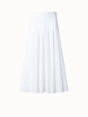 Flared Cotton Midi Skirt with Lasercut Grid