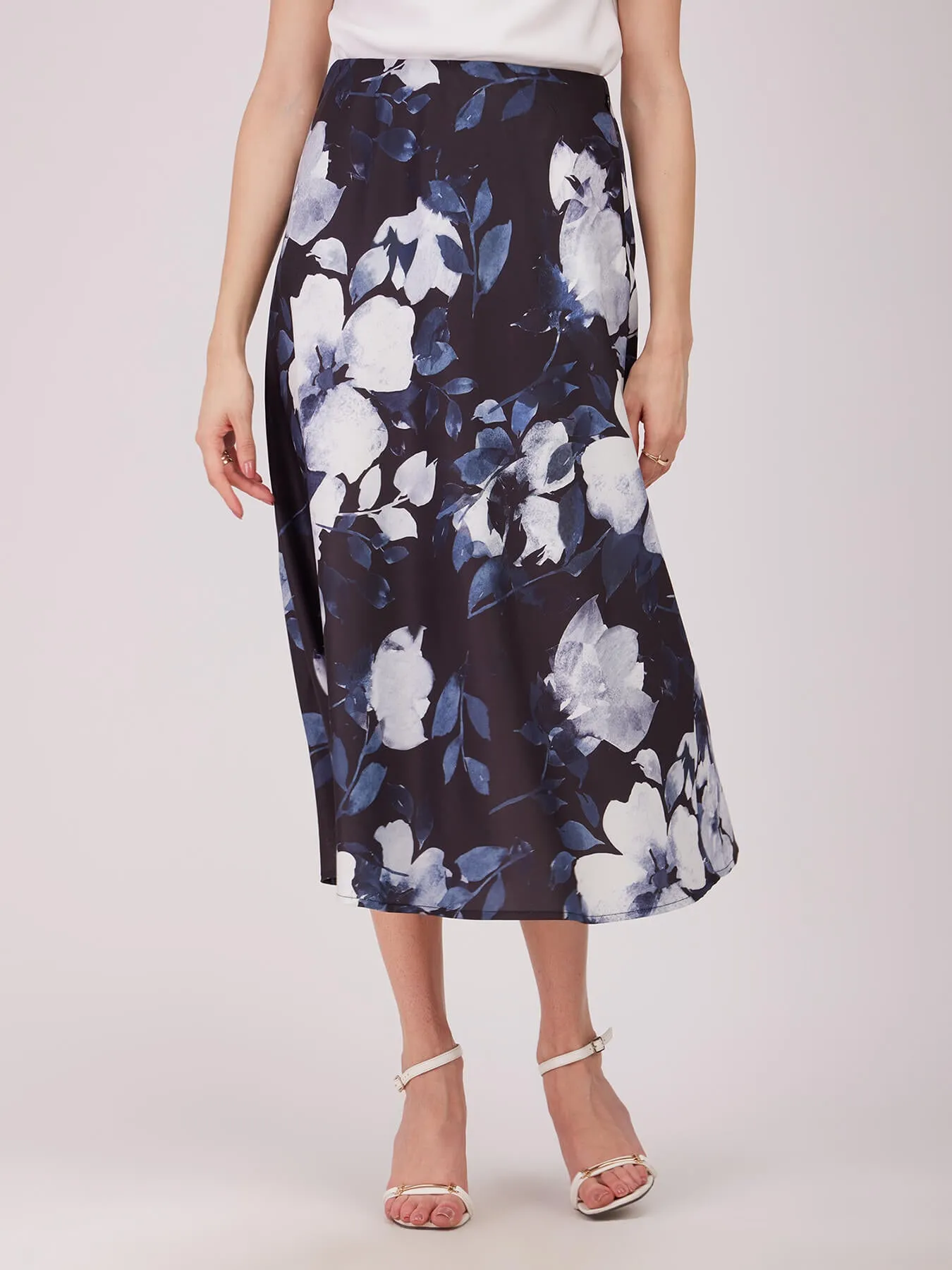 Floral A-line Elasticated Skirt - Black