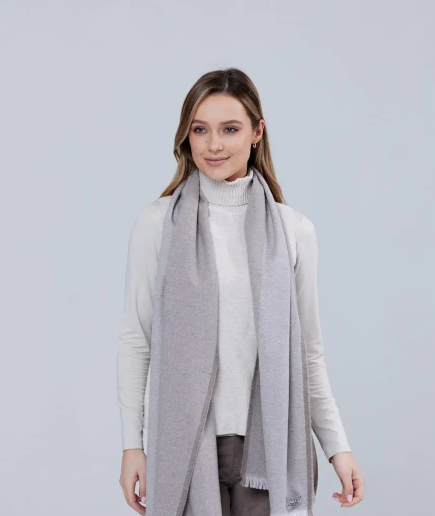 Foxford Mink Border Merino Wool Scarf