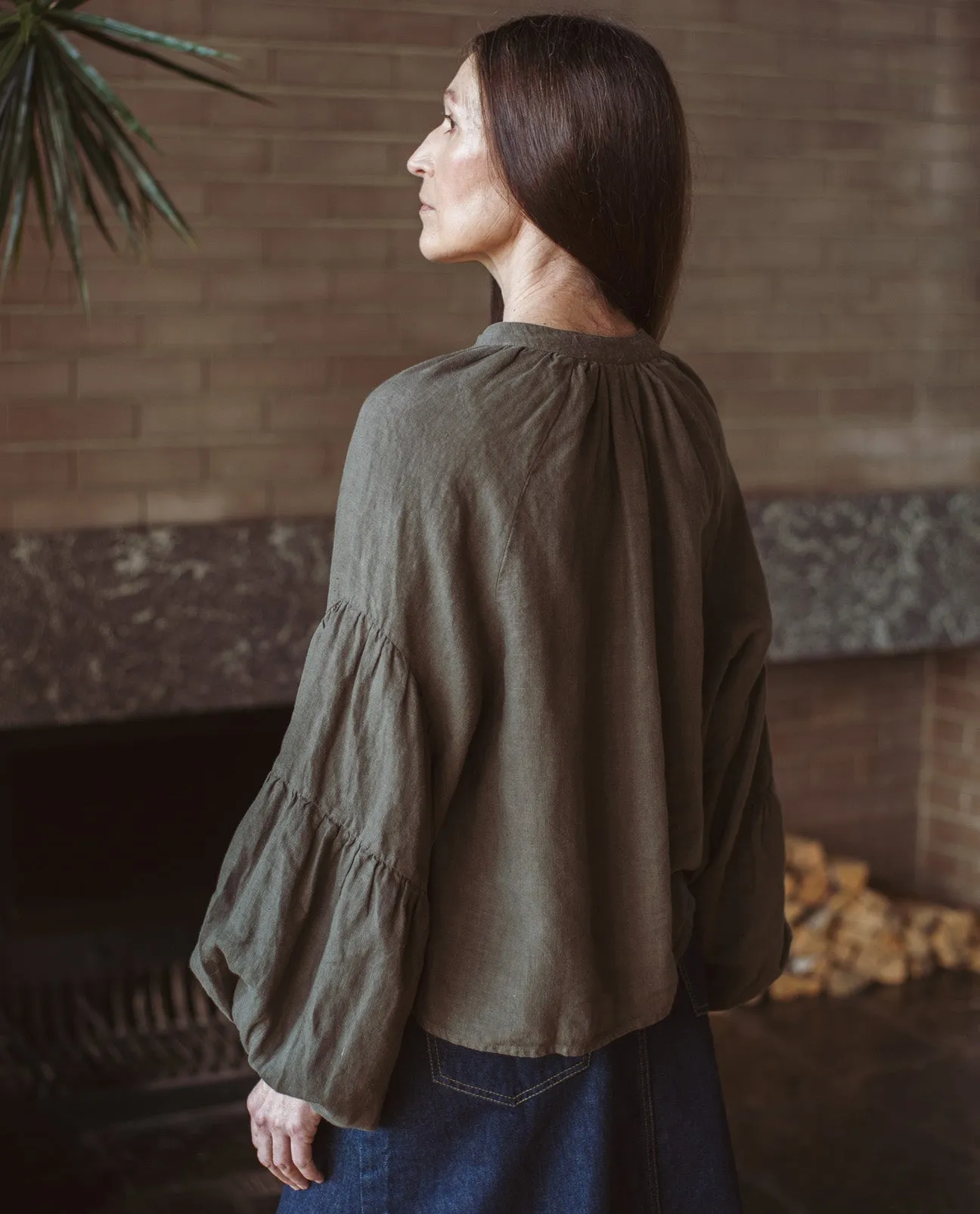 Francesca Linen Top In Crocodile