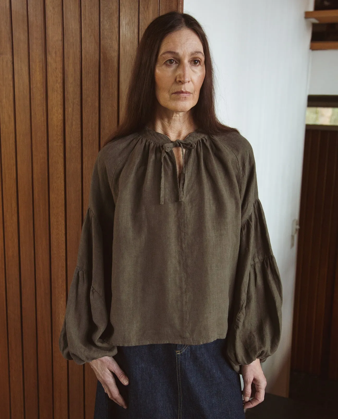 Francesca Linen Top In Crocodile