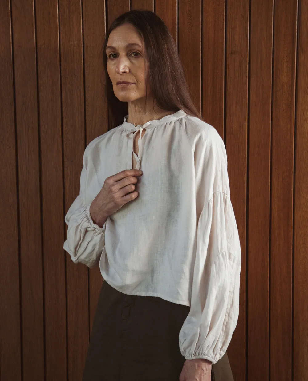 Francesca Linen Top In Perfectly Pale