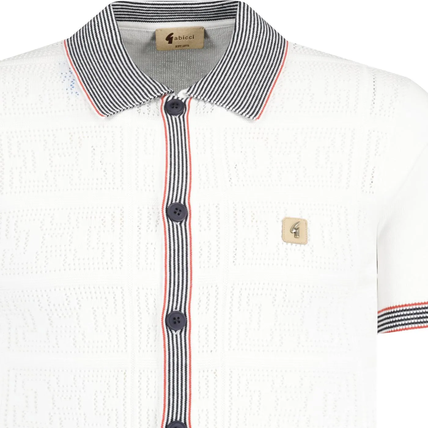 Gabicci Vintage Men's V52GM12 Soul SS Button Polo Shirt White