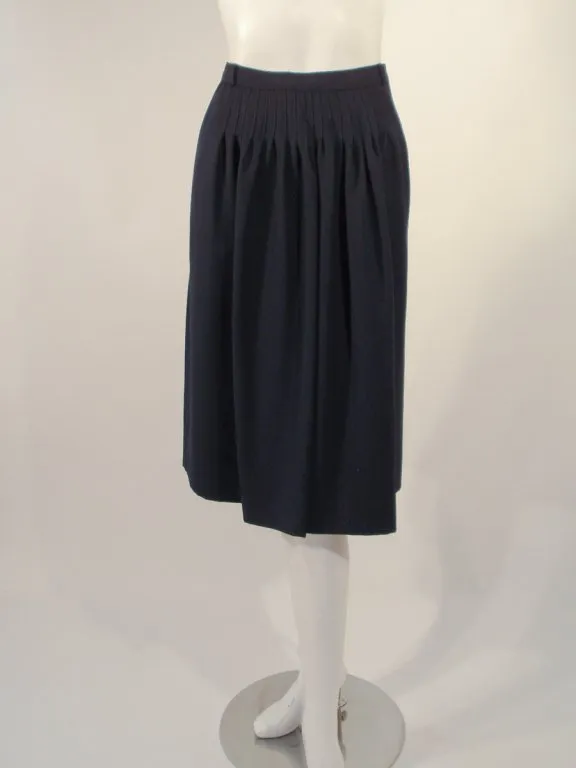 GEOFFREY BEENE  2 pc Navy Blue Pintuck Seam Detail Blouse & Skirt