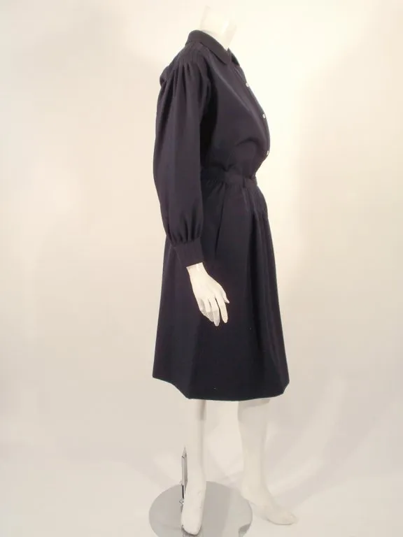 GEOFFREY BEENE  2 pc Navy Blue Pintuck Seam Detail Blouse & Skirt