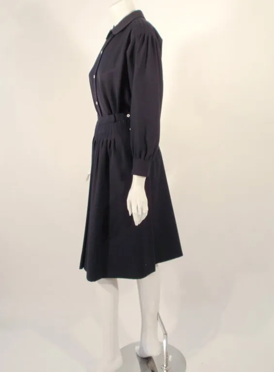 GEOFFREY BEENE  2 pc Navy Blue Pintuck Seam Detail Blouse & Skirt