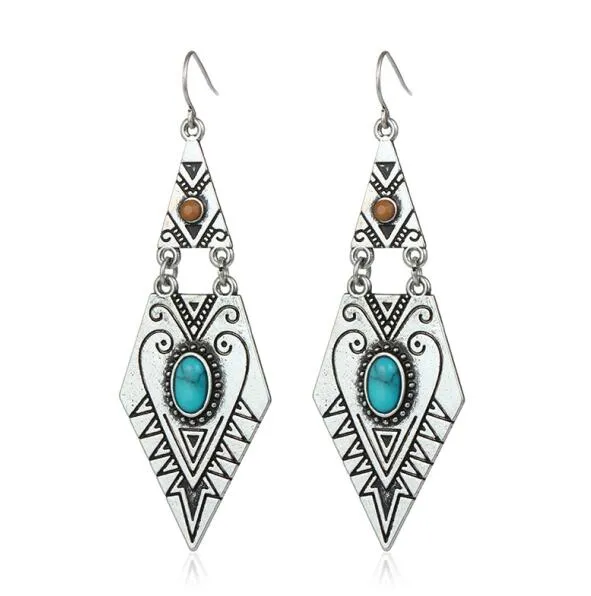 Geometric Antique Ethnic Long Earring - 2 Colors