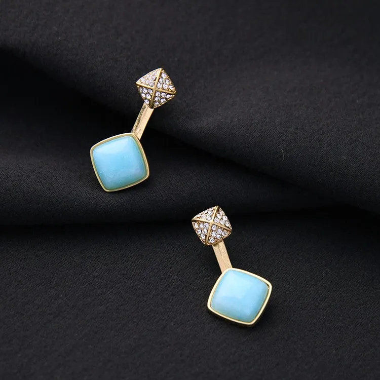 Geometric Stone Embedded Convertible Stud Earring