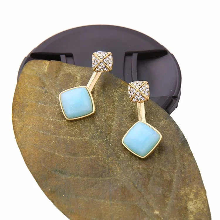 Geometric Stone Embedded Convertible Stud Earring