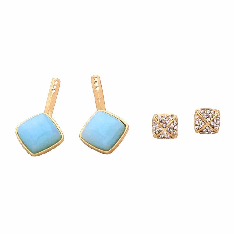 Geometric Stone Embedded Convertible Stud Earring