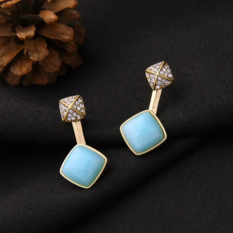 Geometric Stone Embedded Convertible Stud Earring