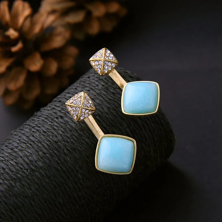 Geometric Stone Embedded Convertible Stud Earring