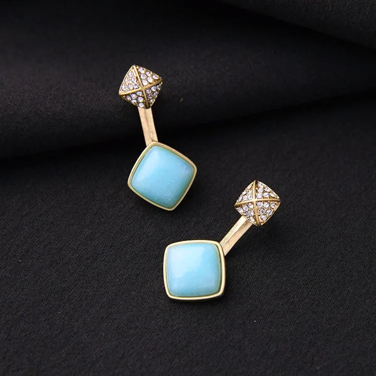 Geometric Stone Embedded Convertible Stud Earring