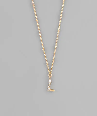 Gold Crystal Initial Necklace