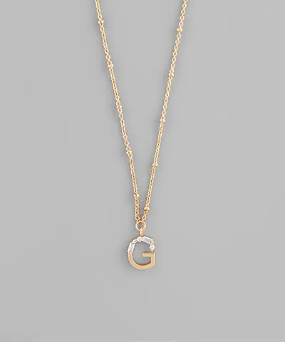 Gold Crystal Initial Necklace