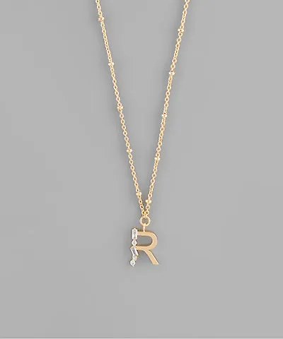 Gold Crystal Initial Necklace