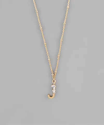 Gold Crystal Initial Necklace