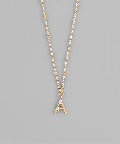 Gold Crystal Initial Necklace