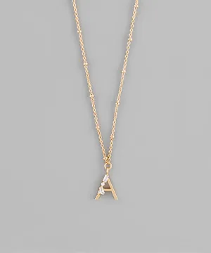 Gold Crystal Initial Necklace