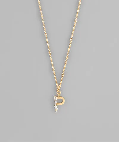 Gold Crystal Initial Necklace