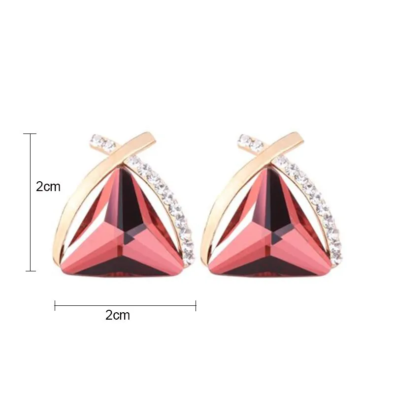 Golden Triangle Shape Crystal Style Stud - 3 Colors