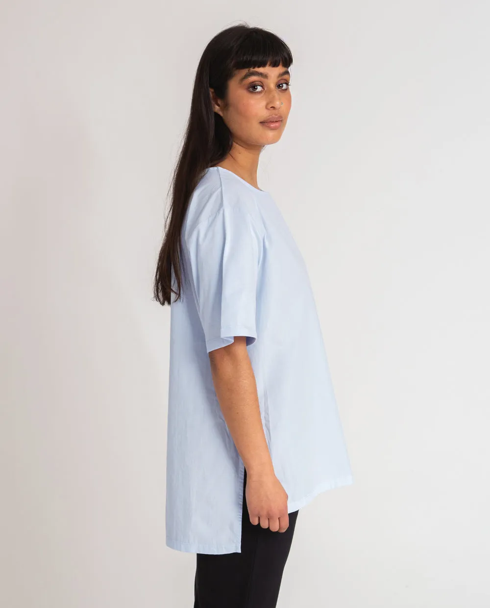 Hayley Organic Cotton Top In Pale Blue