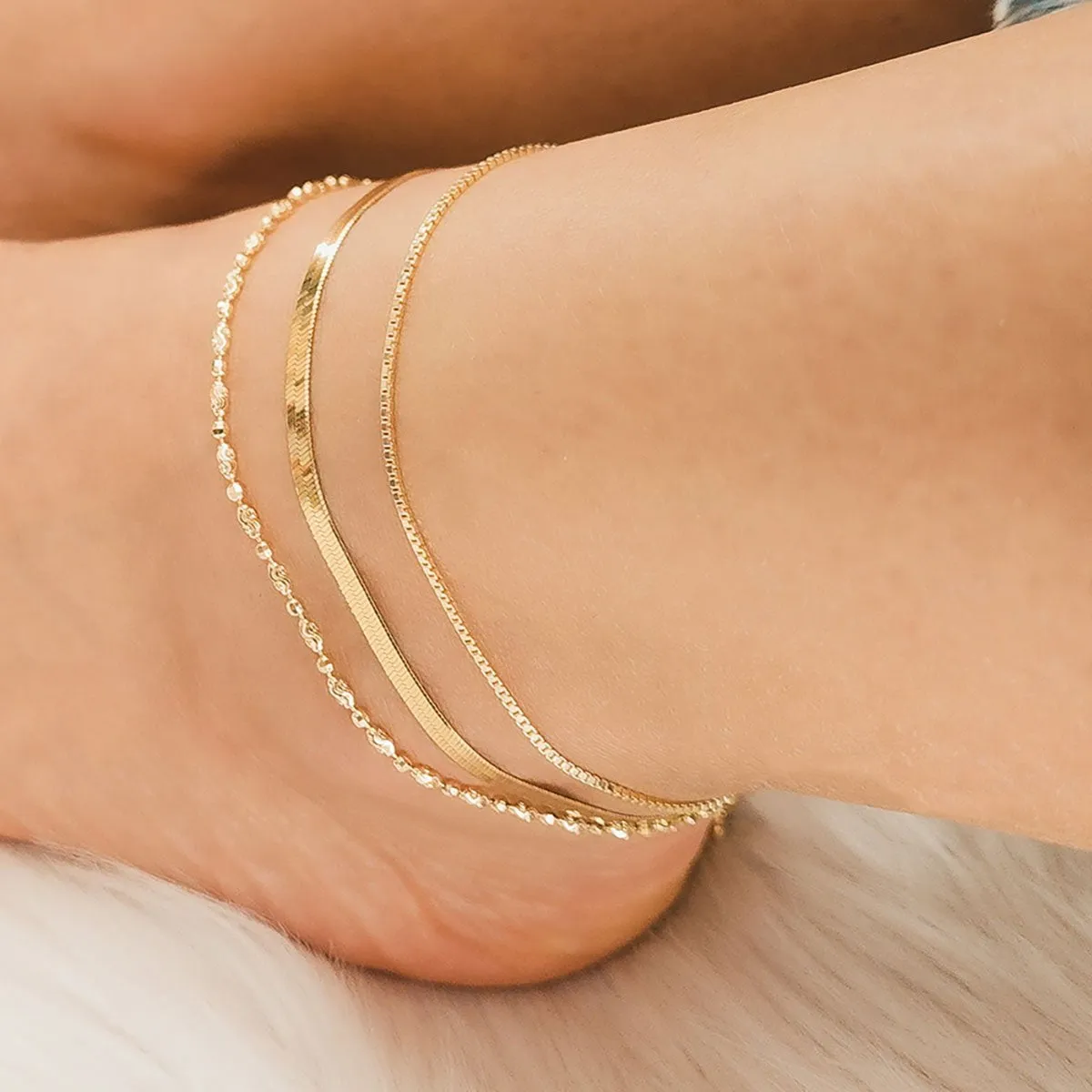 Hera Gold Layering Anklet Set