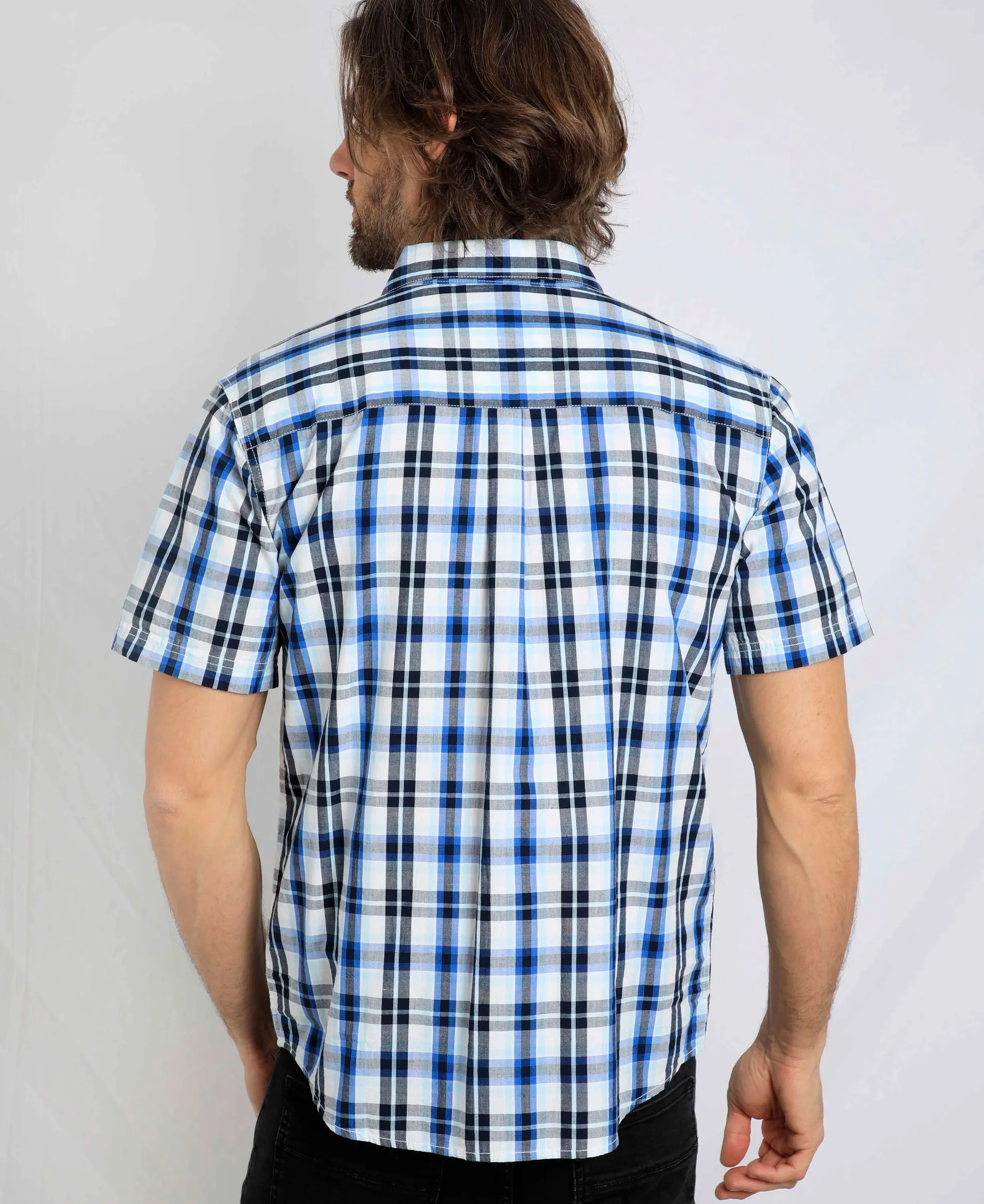 Judd Short Sleeve Check Shirt - Blue Surf