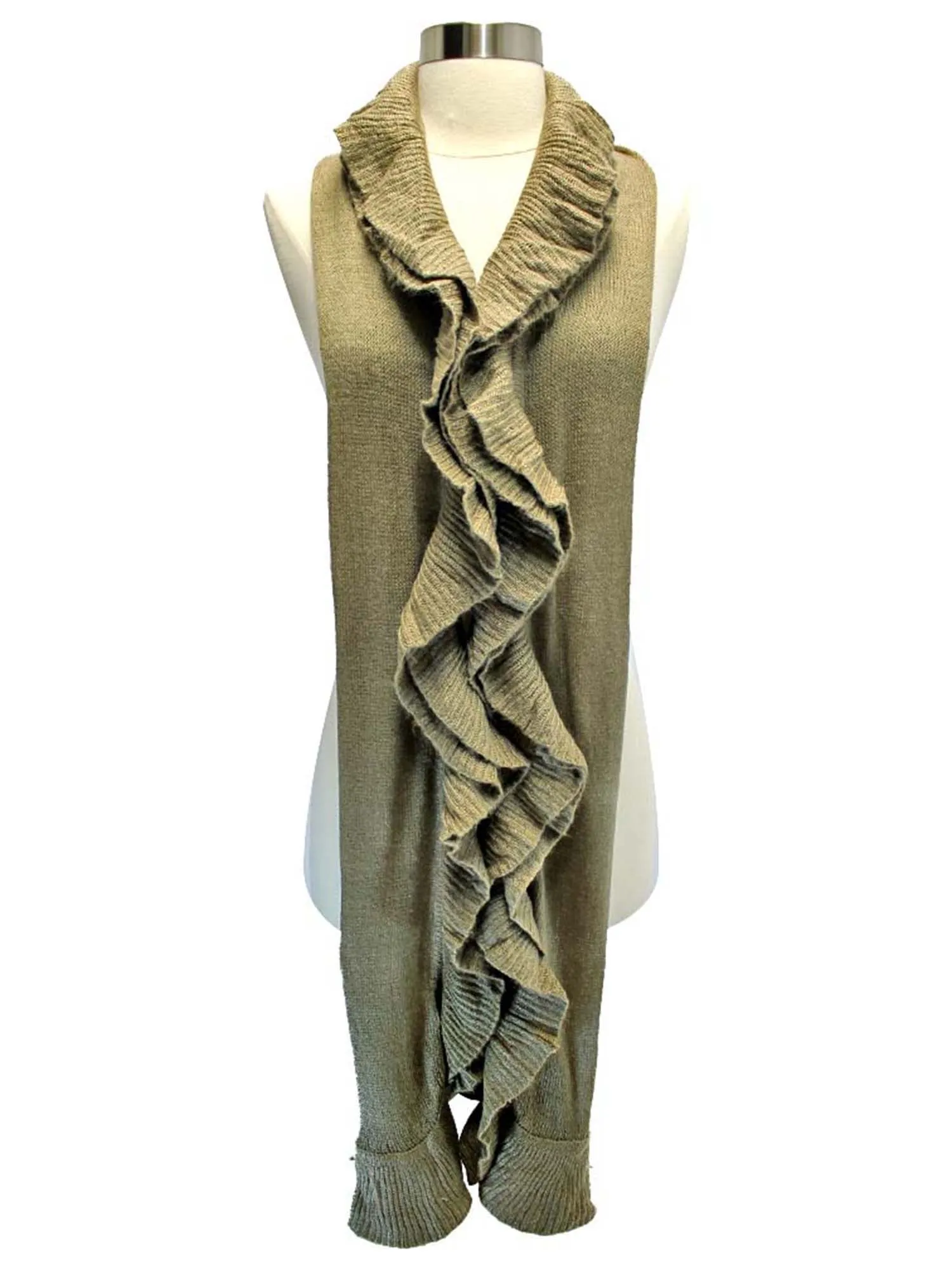 Knit Scarf Wrap With Ruffle Edge