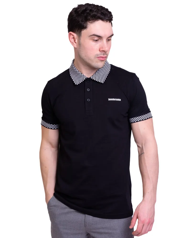 Lambretta Men's SS1029 Two Tone Polo Shirt Black