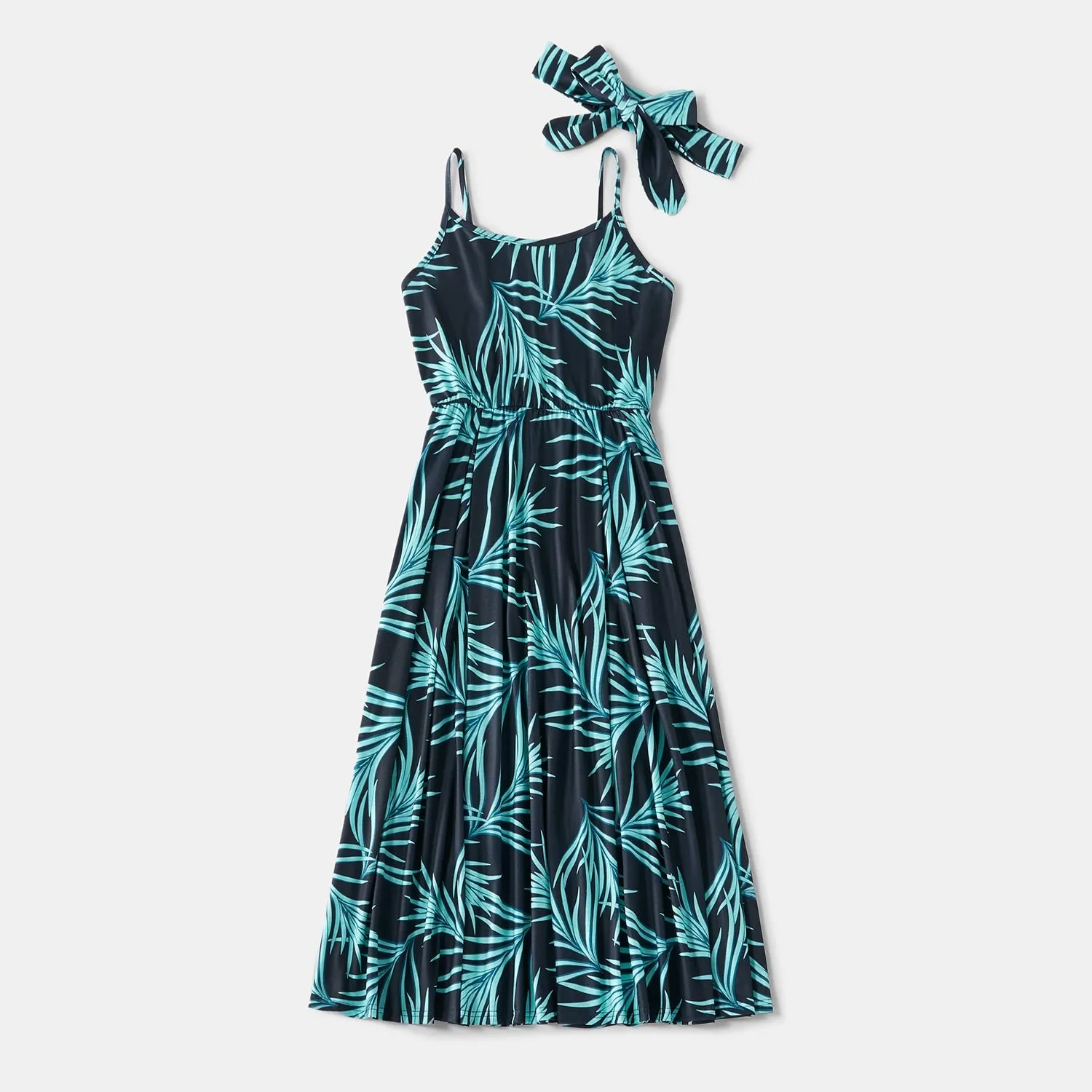 Matching Family Outfit - Turquoise Summer Set - Palm Leaf Tank Dresses, T-Shirts & Romper