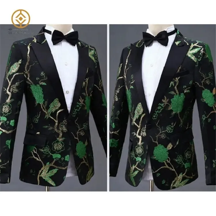 Men Jacquard Suit Business Wedding Party Tuxedo Dress Blazer Pant Slim Fit Tuxedo | 1003