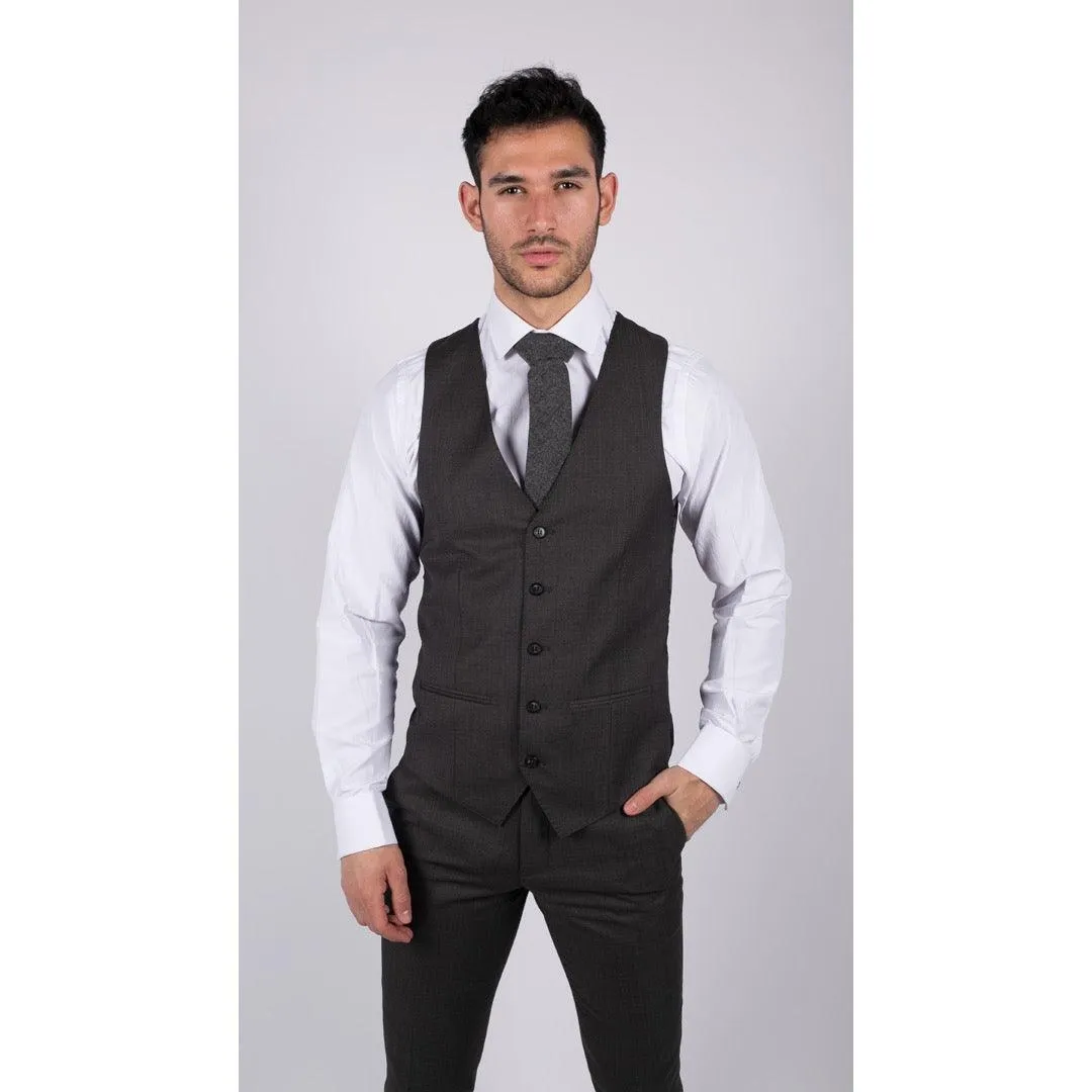 Mens Dark Grey Charcoal 3 Piece Suit Classic Stitch Wedding Summer Prom Classic