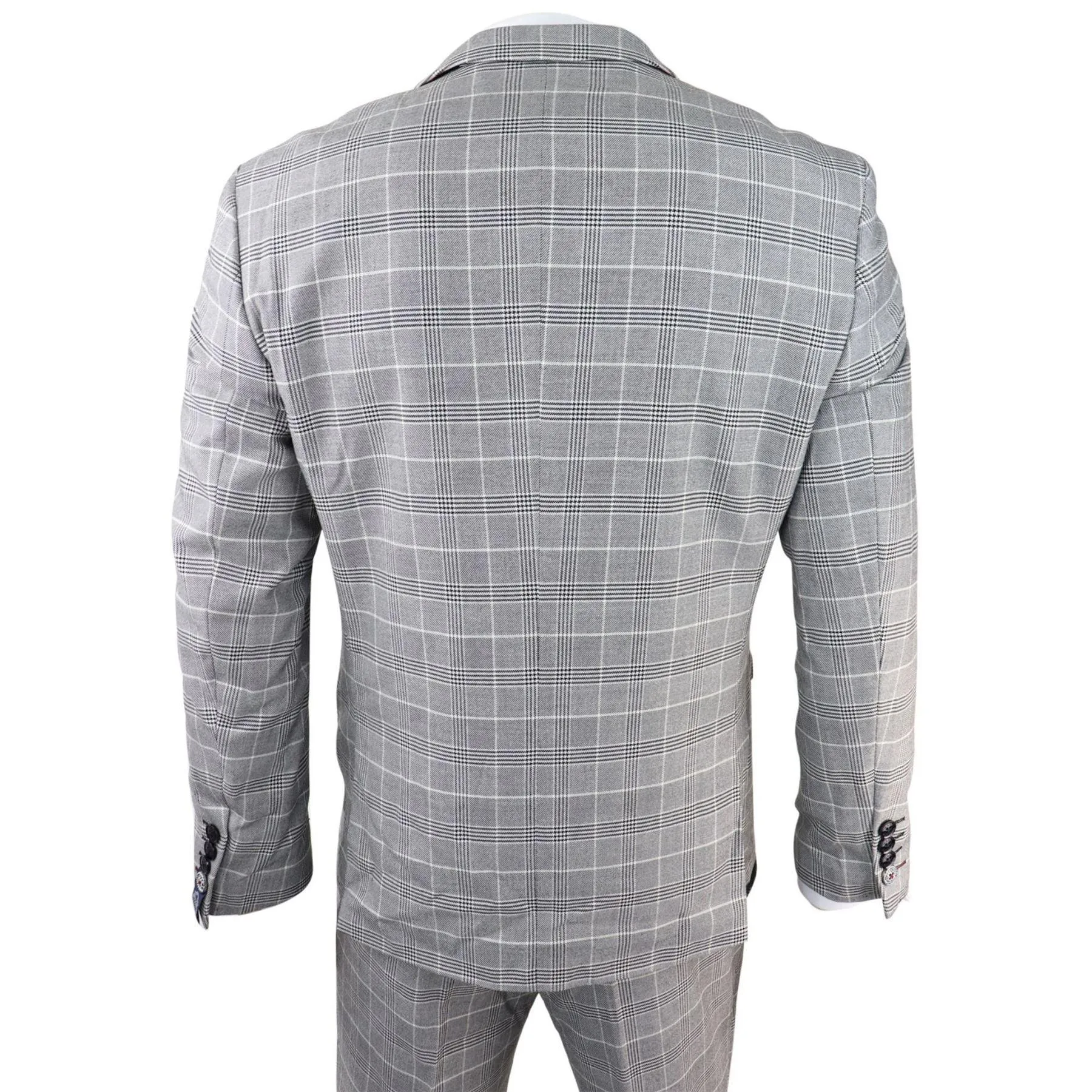 Mens Marc Darcy Grey Prince Of Wales Check Suit Ross Office Wedding Slim Fit Classic