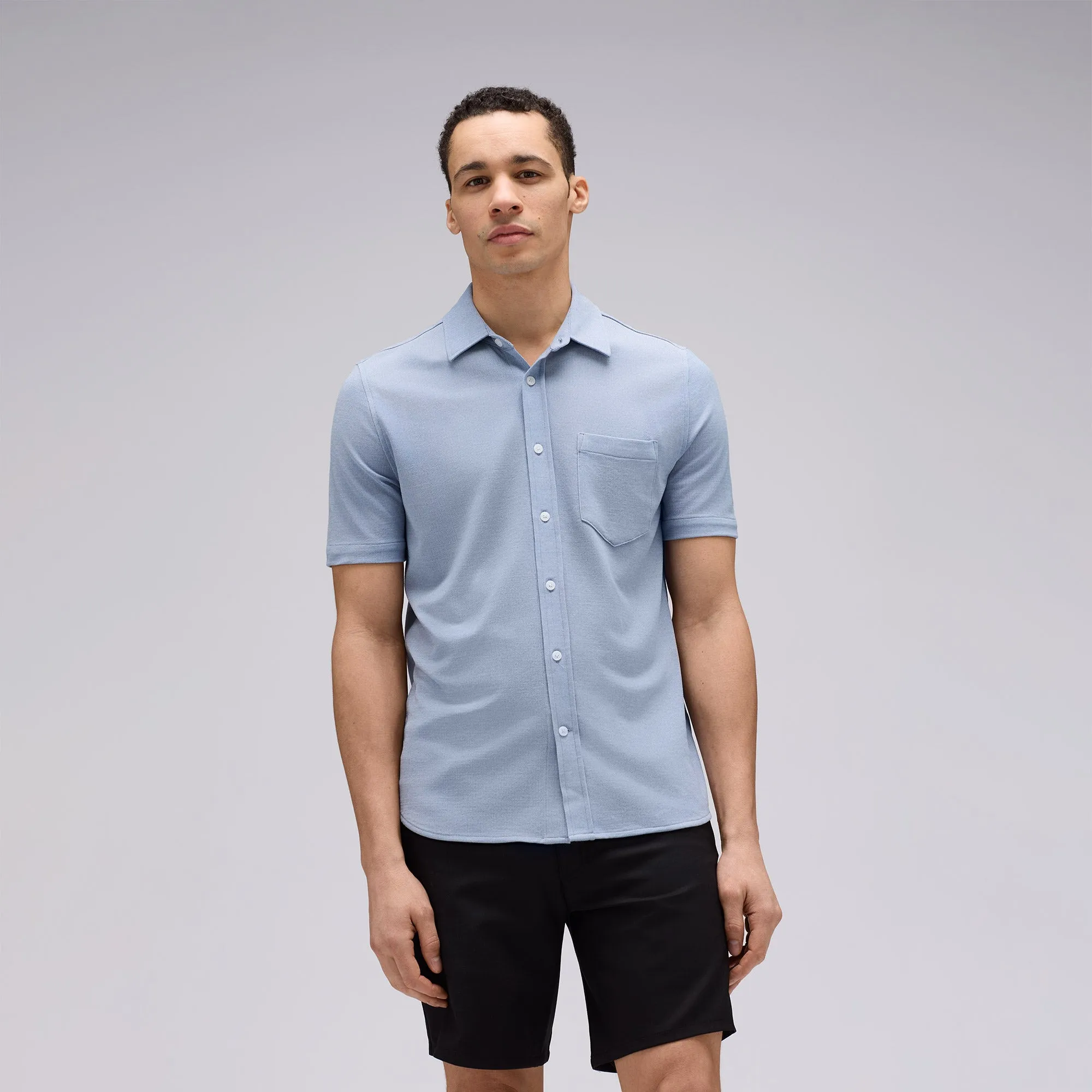 Men's Short Sleeve Merino Button-Up