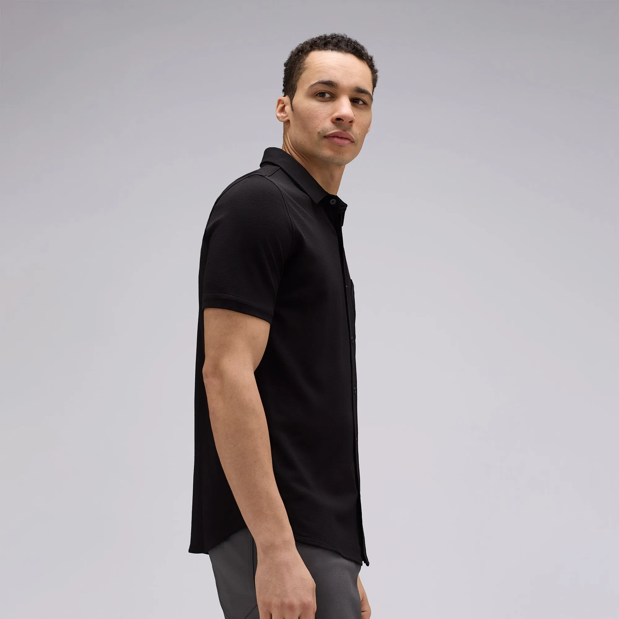 Men's Short Sleeve Merino Button-Up