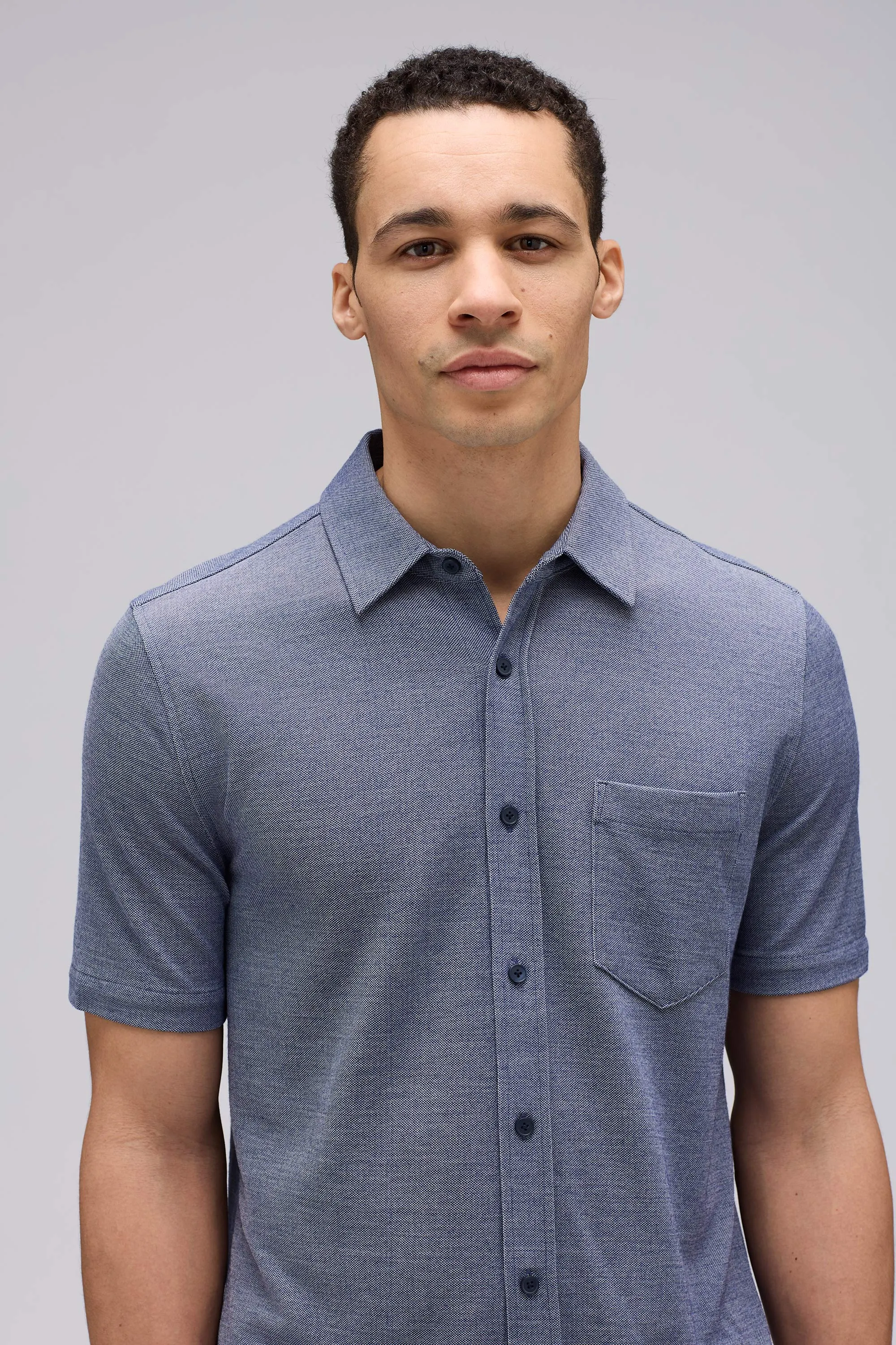 Men's Short Sleeve Merino Button-Up