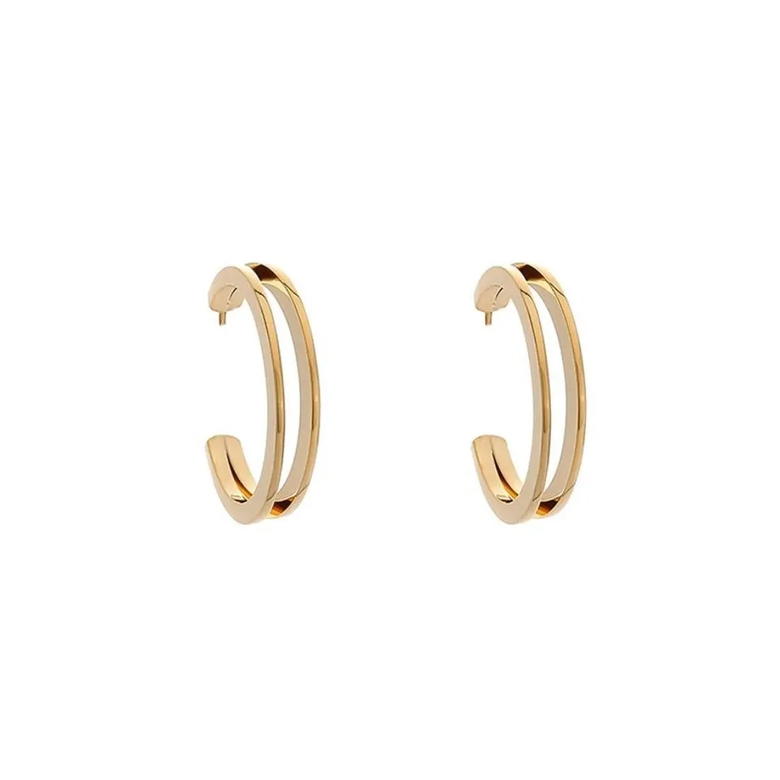 Metal Hollow Hoop Earring 18 k gold plated