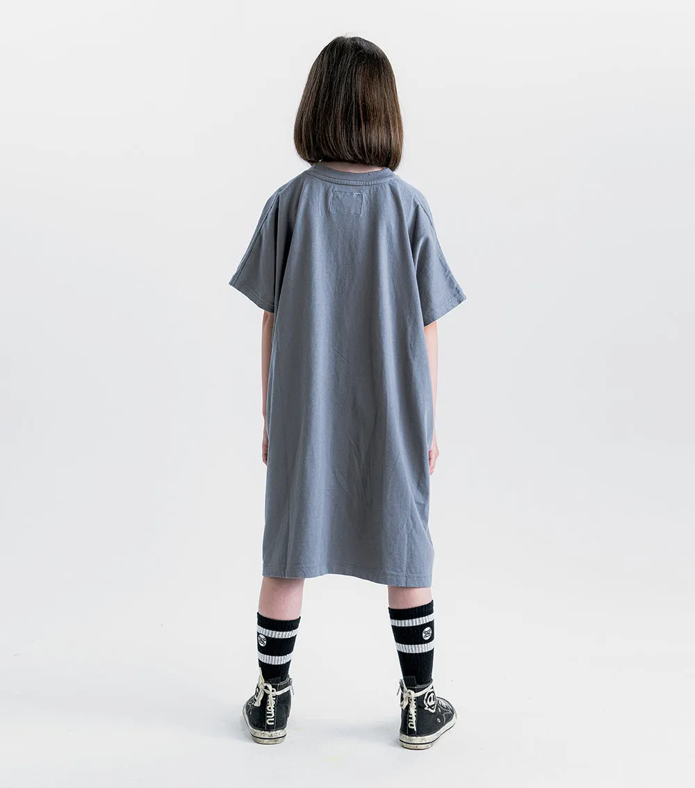 NUNUNU SS24 KOOKY SKULL BOX T-SHIRT DRESS in Concrete