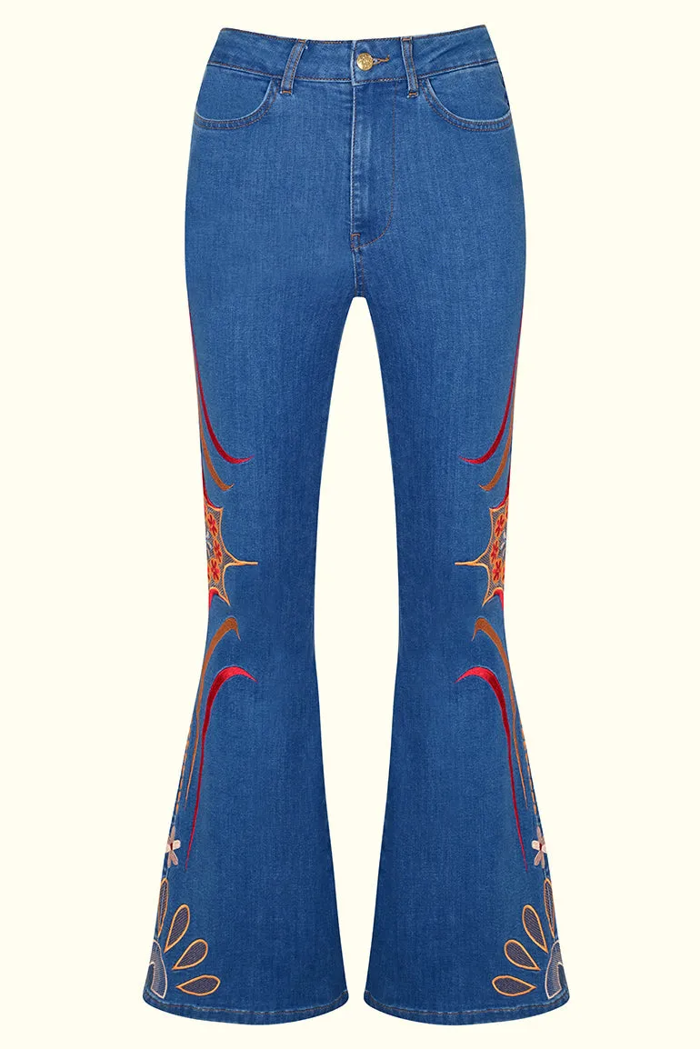 Revolution Blues Embroidered Denim Flares