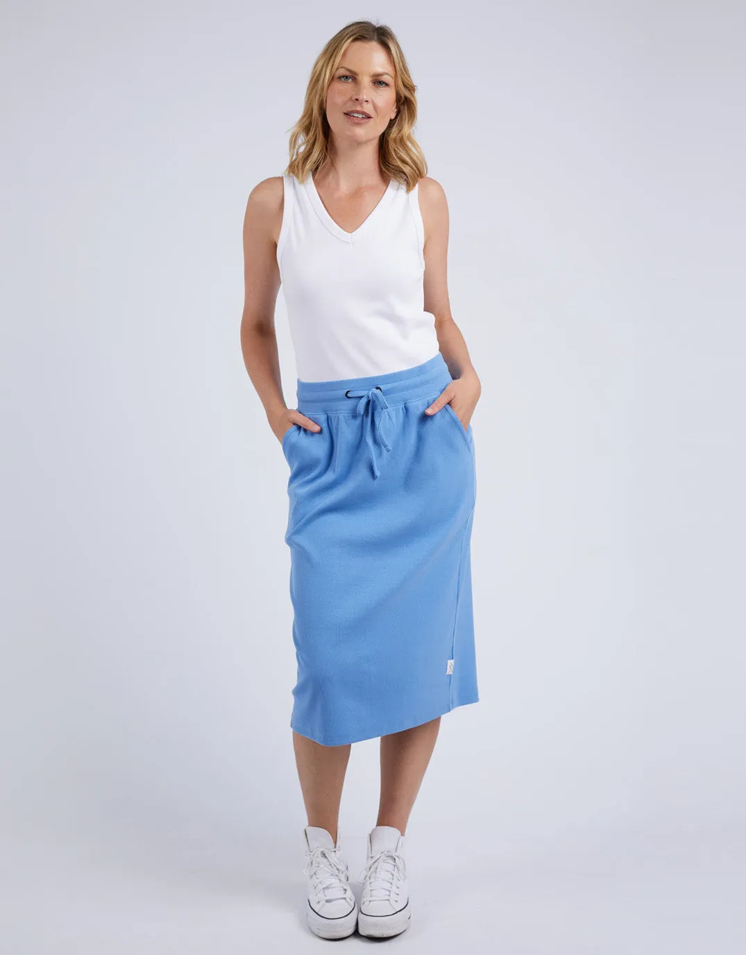 Rib Midi Skirt - Cerulean Blue