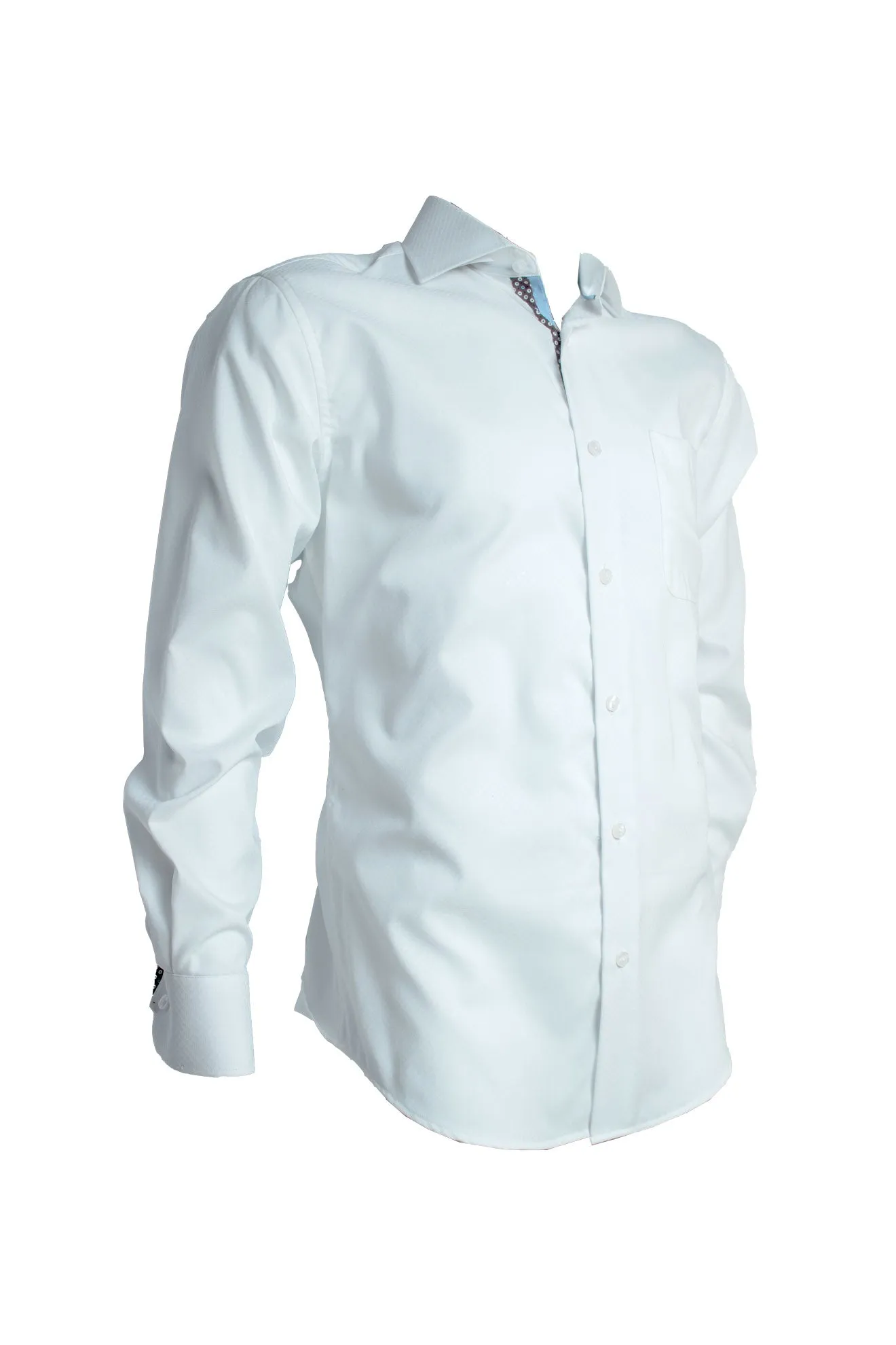 Rossini Plain White Reg LS Shirt