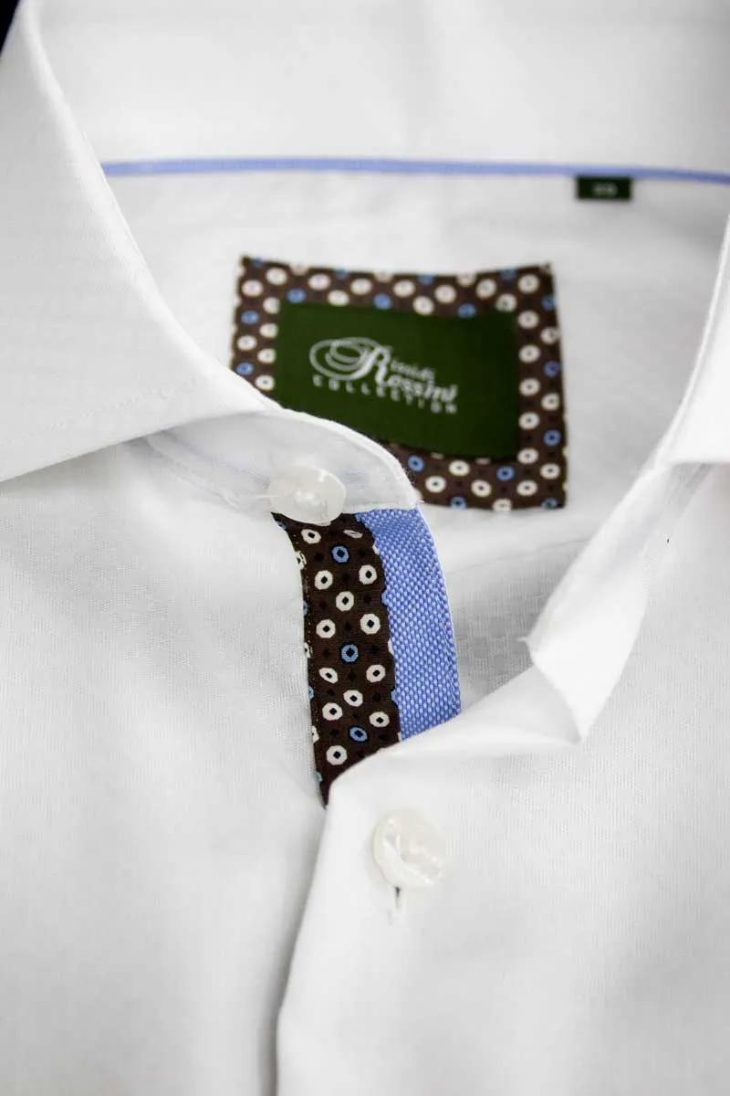 Rossini Plain White Reg LS Shirt