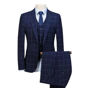 Royal Blue 3 Pieces Mens Slim Fit Wedding Suits weed Wool Tuxedos