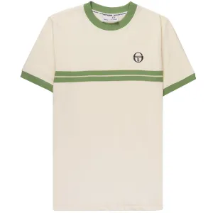 Sergio Tacchini Men's SS Supermac T Shirt Pearled Ivory Jade Green