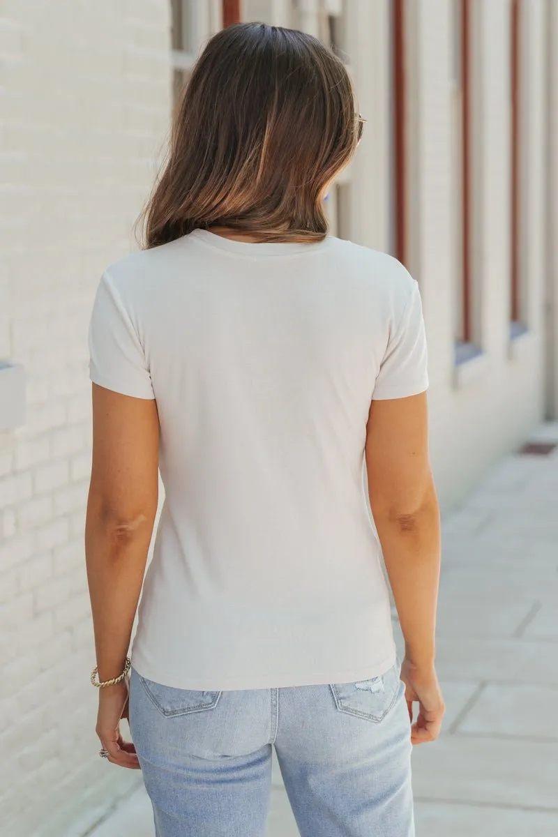 Short Sleeve Cotton T-Shirt - Stone - FINAL SALE