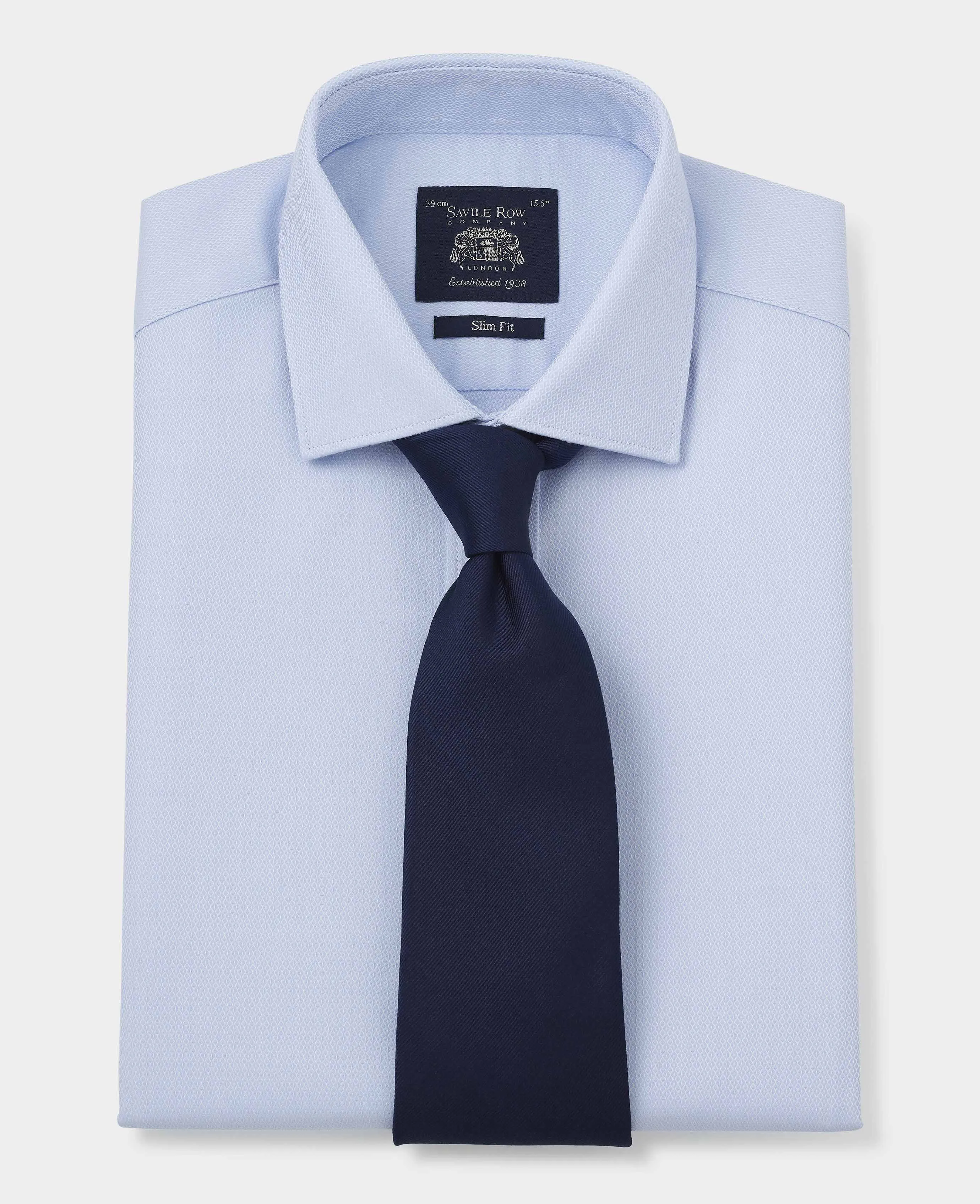 Sky Blue Textured Dobby Slim Fit Formal Shirt - Single Cuff