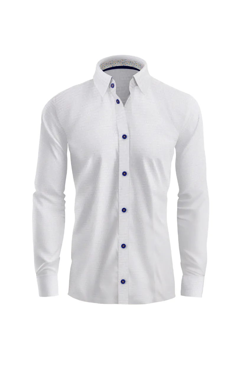 Spectrum Dot Tailored White Dress Shirt